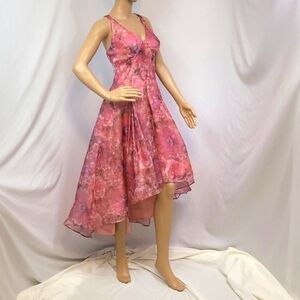 Aidan Mattox Coral Sleeveless High-Low Cocktail Dress
